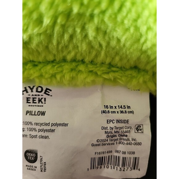 Pumpkin Shaped Faux Shearling Green Decorative Pillow Hyde And Eek Halloween - Picture 4 of 4